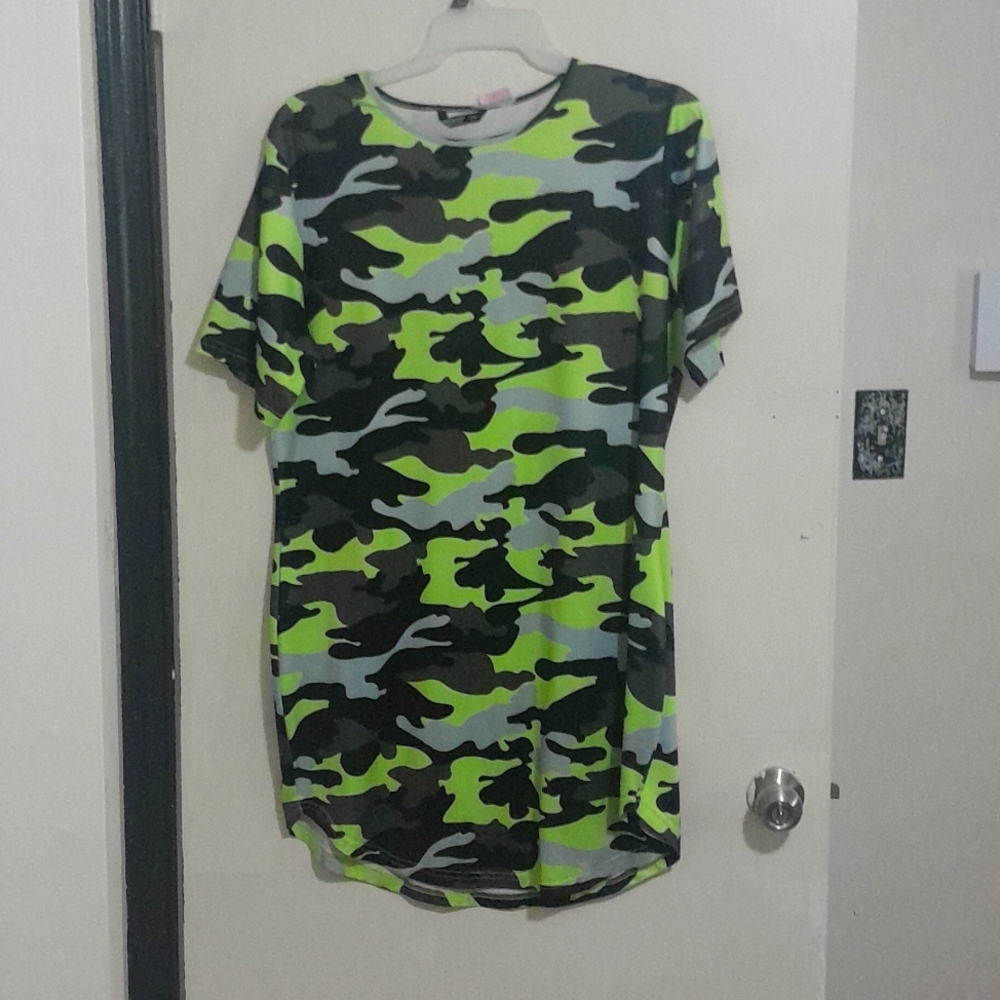 Women's Plus Size Camouflage neon dress